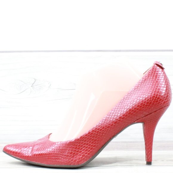 MICHAEL KORS Red Leather Snakeskin High Heel Pumps Shoes Size 9 M